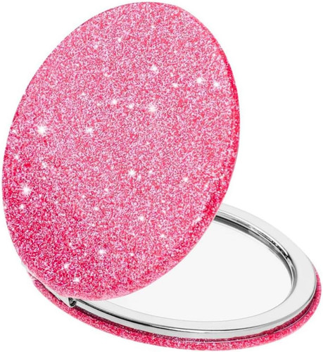 Cute pink compact mirror - pink, for